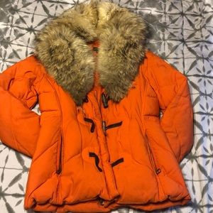 J. Crew Orange Fur Coat